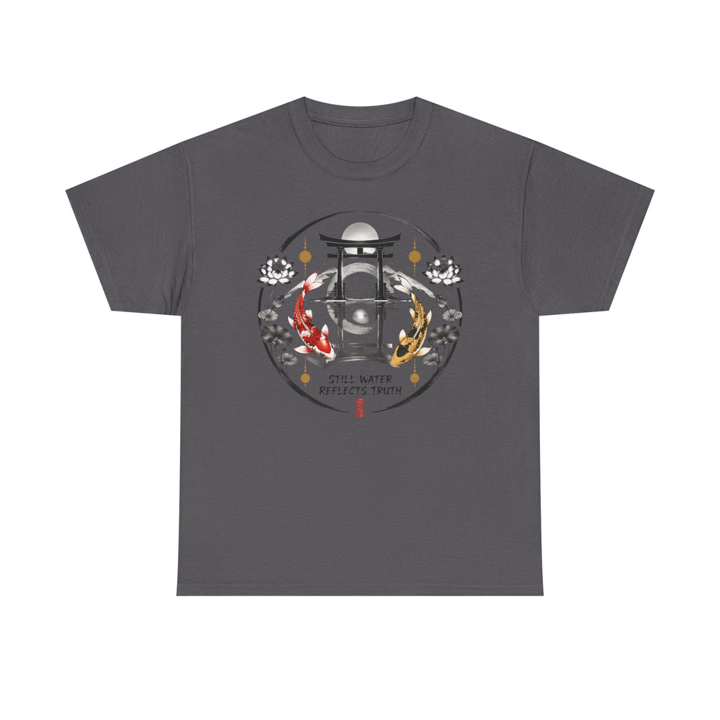 Koi Pond Tee — 'Still Water Reflects Truth' Japanese Torii Graphic T-Shirt