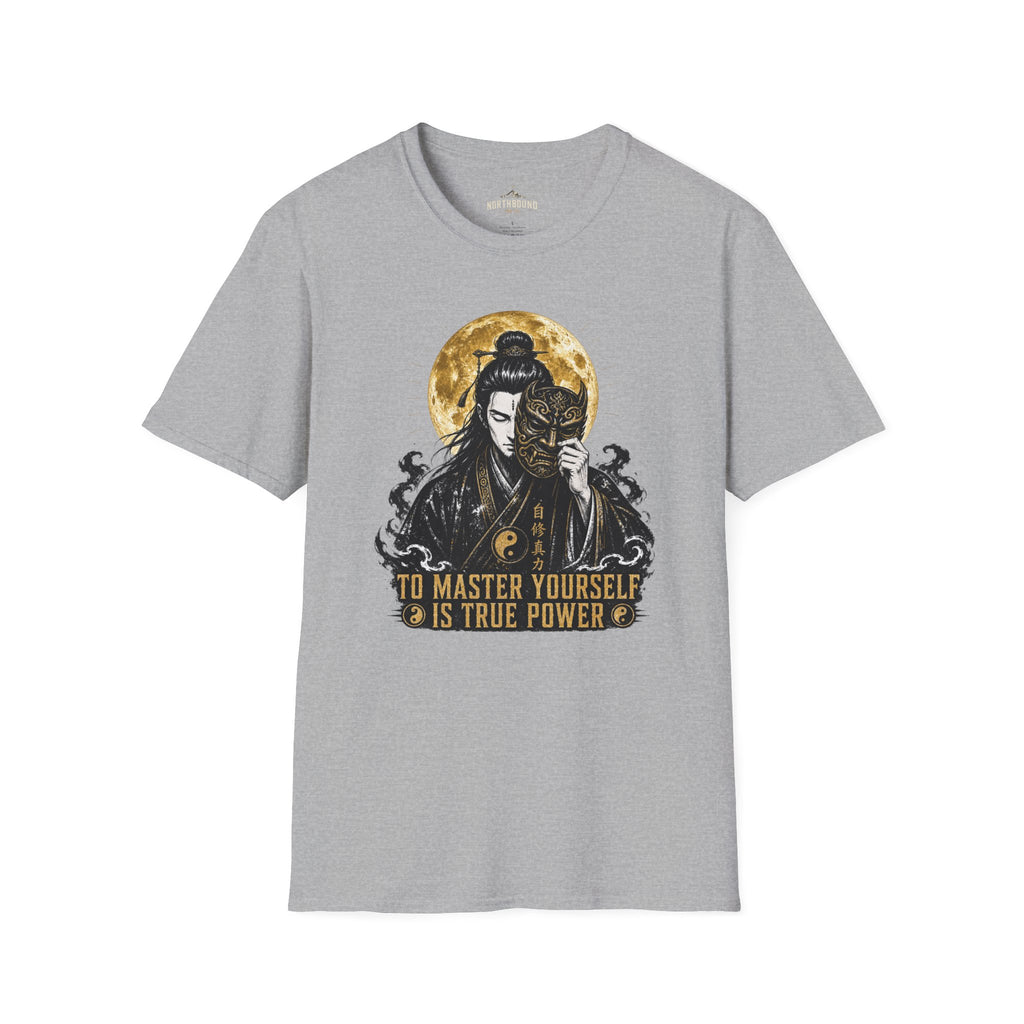 Samurai Mask T-Shirt – "To Master Yourself Is True Power" Graphic Tee