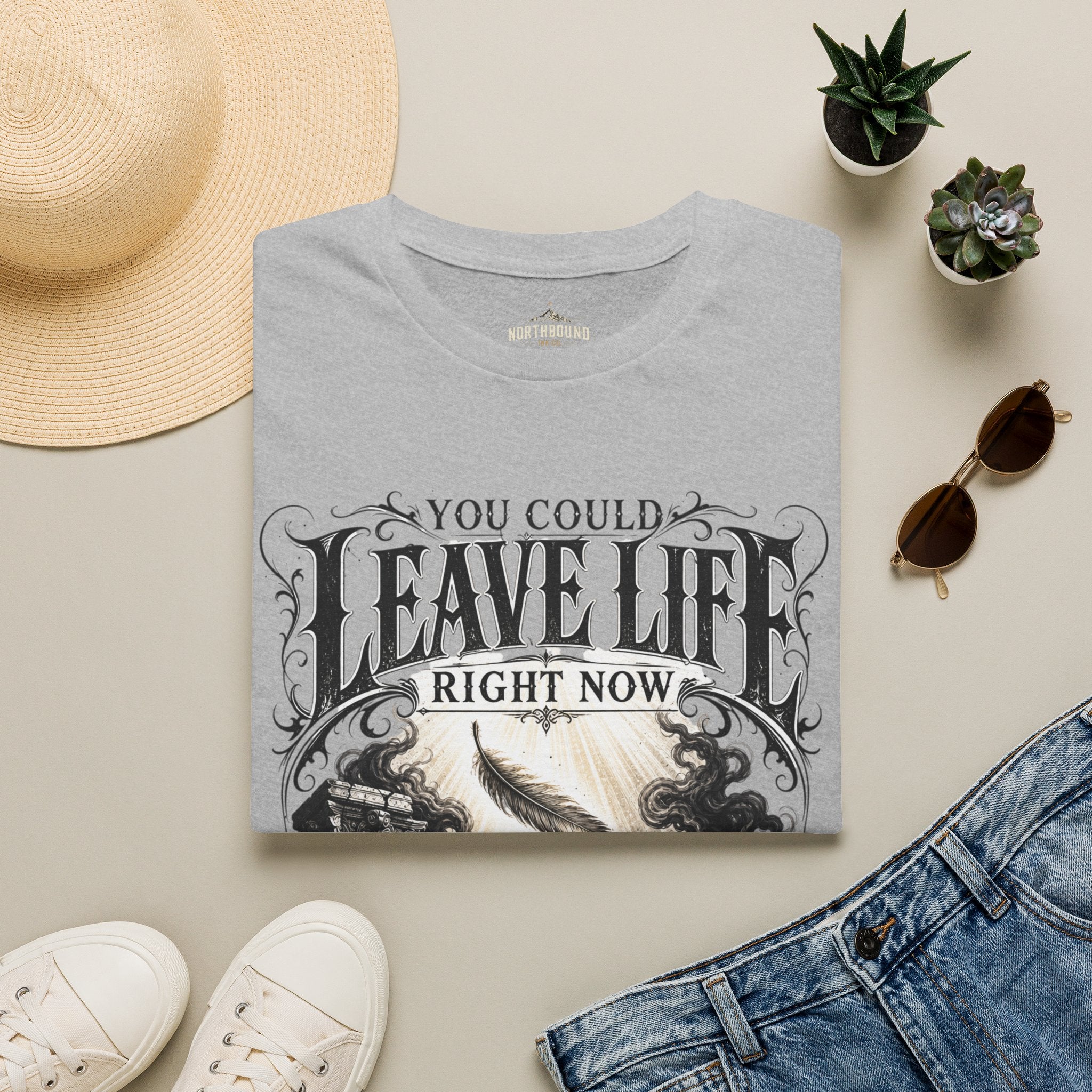 T-Shirt — "You Could Leave Life Right Now" Gothic Skull Graphic