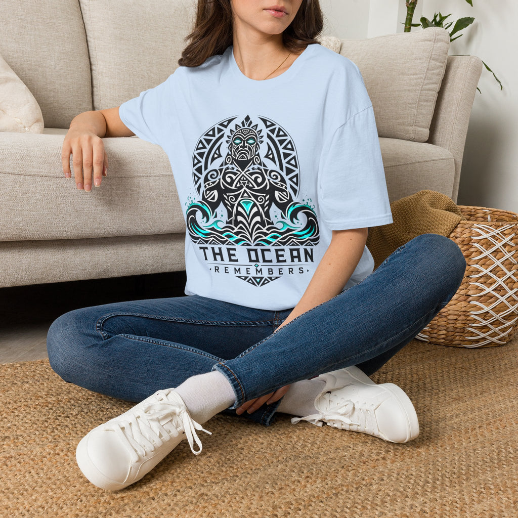 T-Shirt — The Ocean Remembers Tribal Wave Graphic