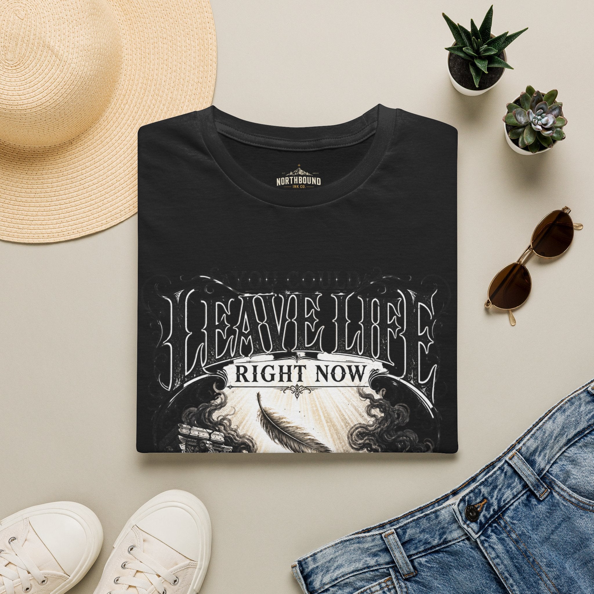 T-Shirt — "You Could Leave Life Right Now" Gothic Skull Graphic