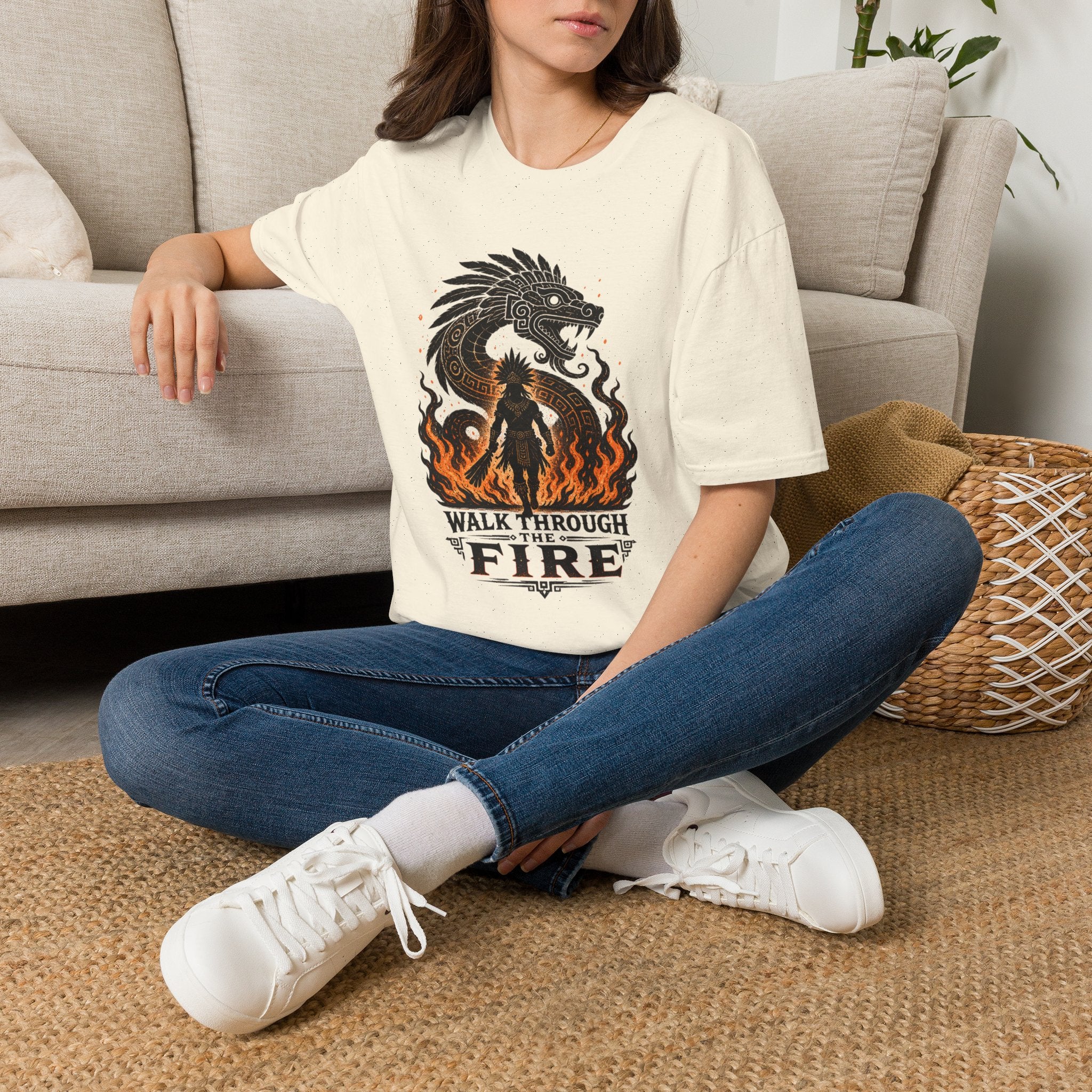 T-Shirt — 'Walk Through Fire' Dragon Flames Graphic Tee