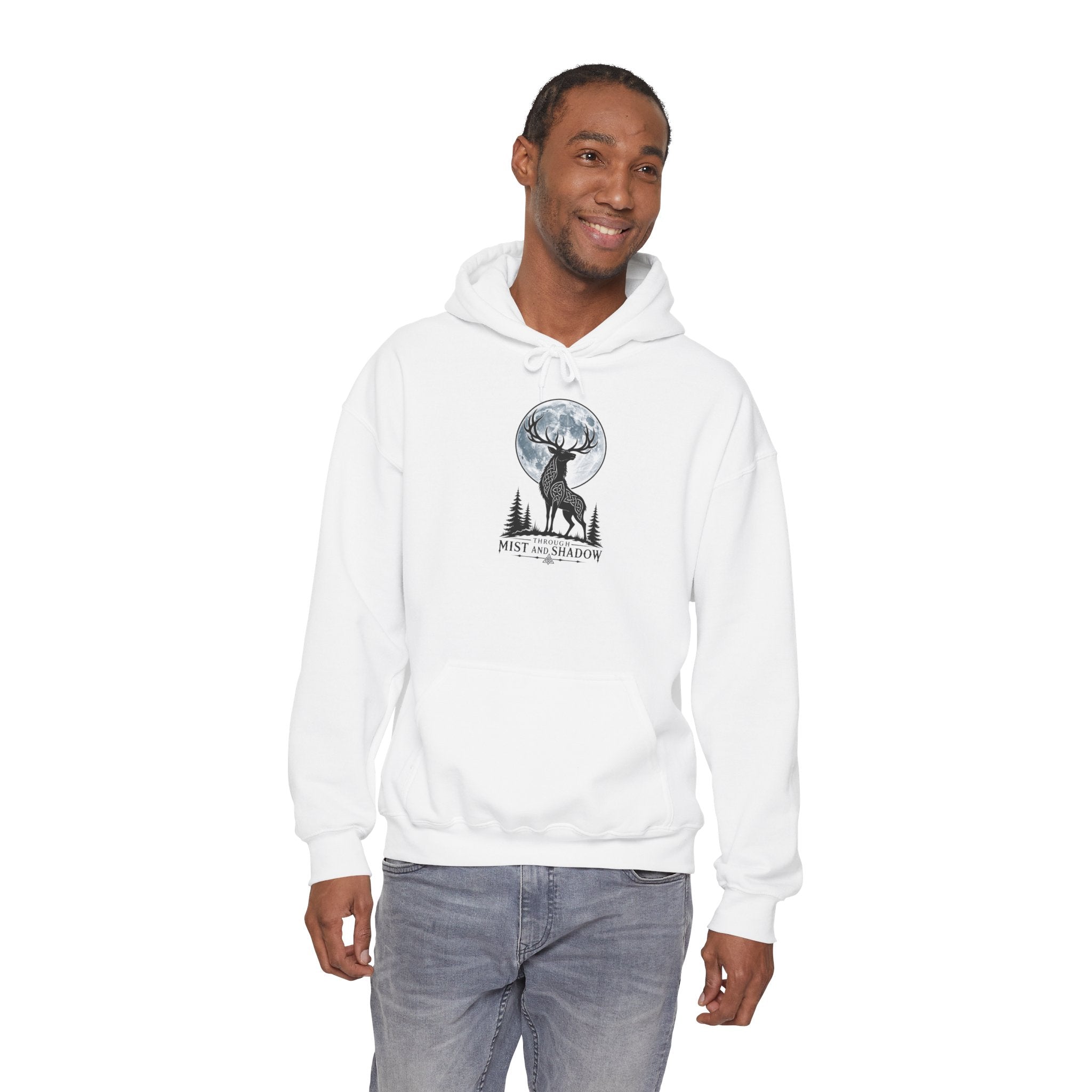 Hoodie – 'Mist and Shadow' Elk Moon Graphic Hooded Sweatshirt