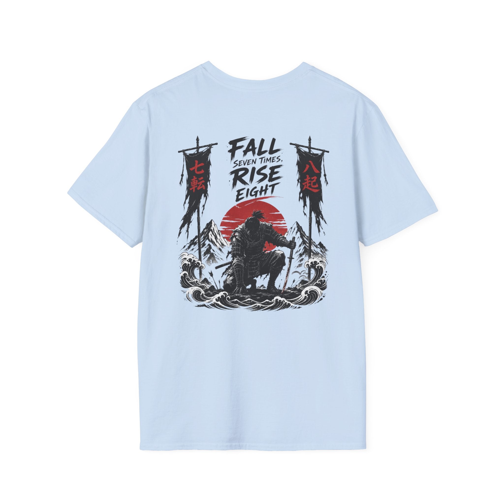 T-Shirt — 'Fall, Rise, Repeat' Samurai Chest Print