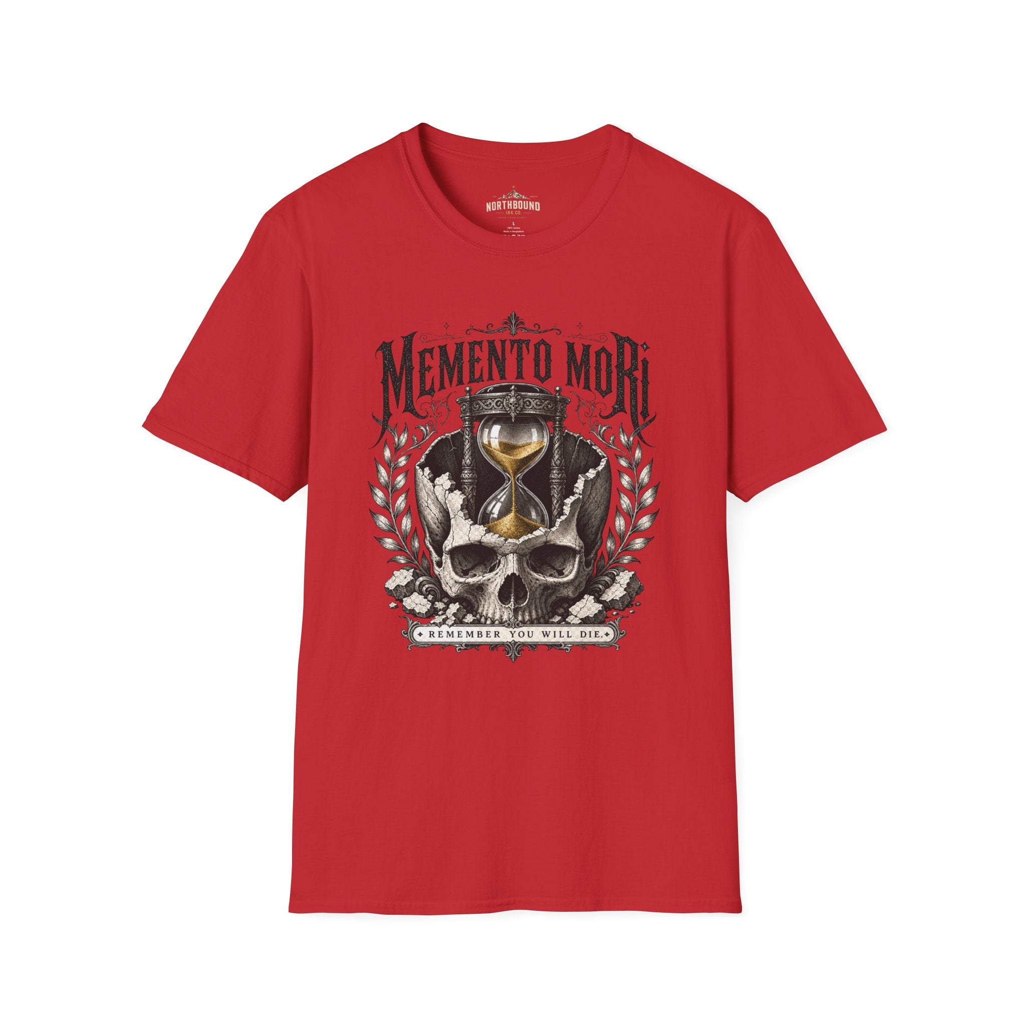 Memento Mori T-Shirt — Vintage Hourglass & Skull Death Awareness Tee
