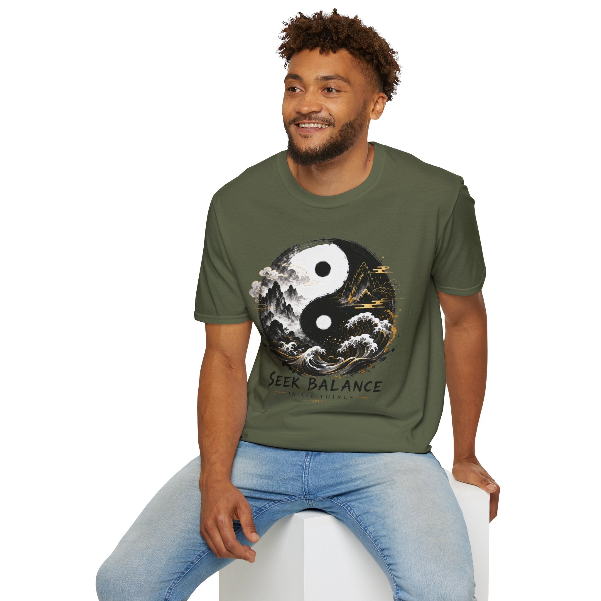 Yin Yang 'Seek Balance' Graphic T-Shirt