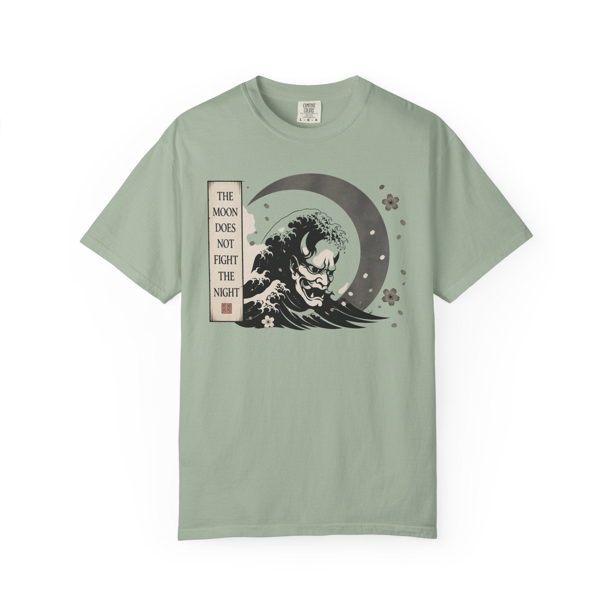 Moon Does Not Frighten the Night T-Shirt — Japanese Wave & Oni Moon Graphic Tee
