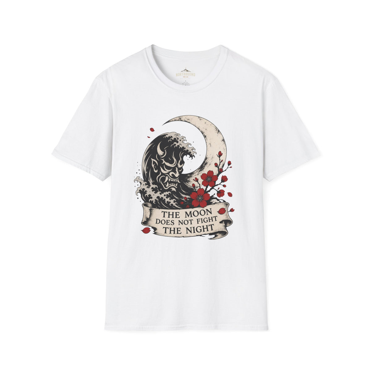 Moon & Wave Graphic T-Shirt — "The Moon Does Not Fight The Night"