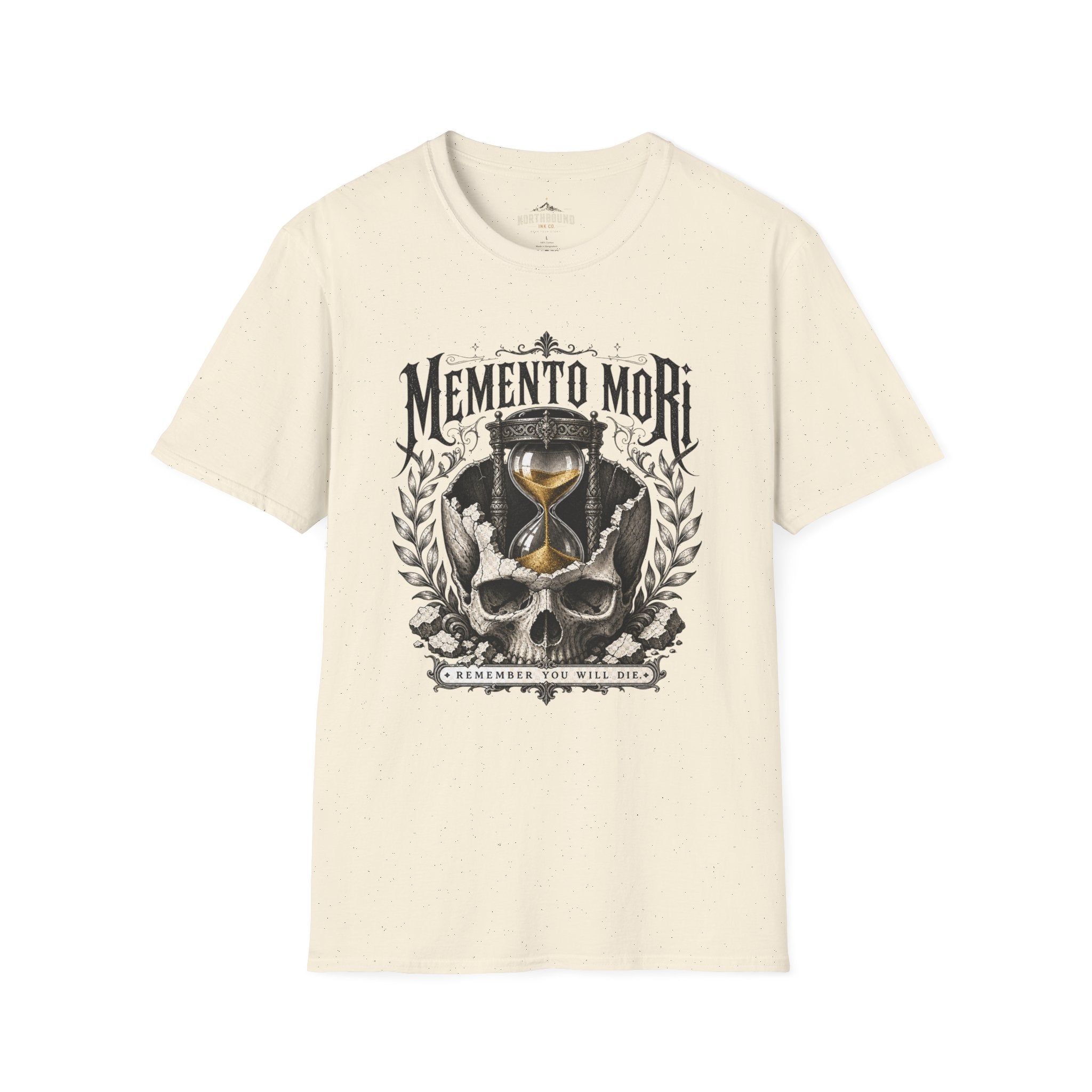 Memento Mori T-Shirt — Vintage Hourglass & Skull Death Awareness Tee