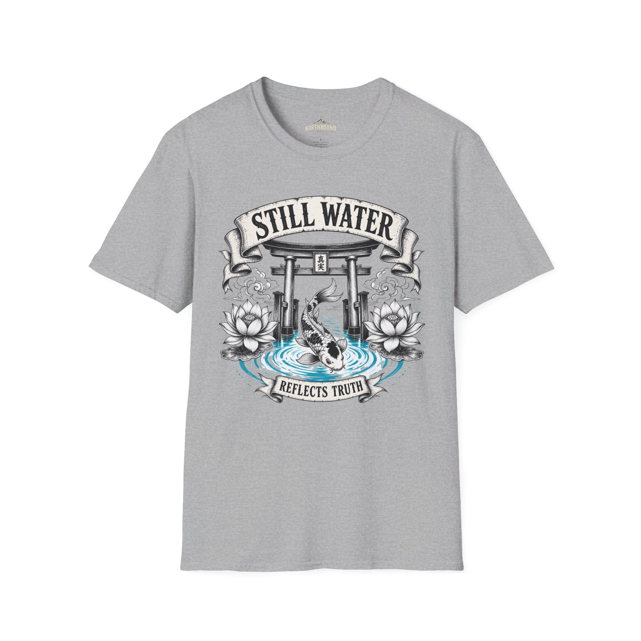 Still Water T-Shirt — Tranquil Koi & Torii Graphic Tee