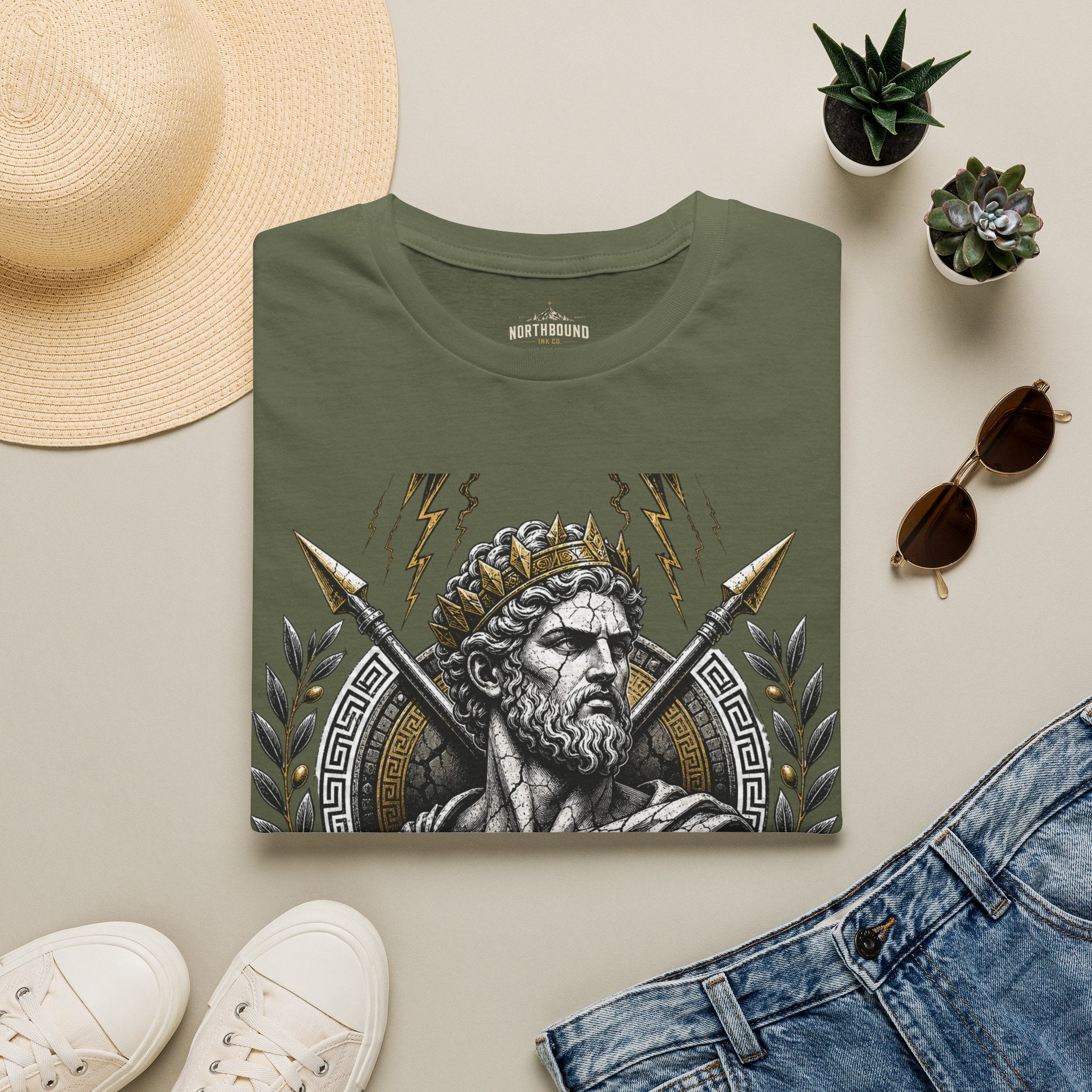 Zeus Lightning T-Shirt — 'Fortune Favors the Bold' Greek God Graphic Tee