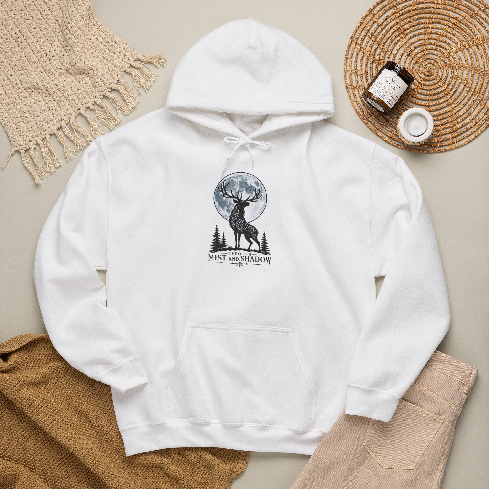 Hoodie – 'Mist and Shadow' Elk Moon Graphic Hooded Sweatshirt