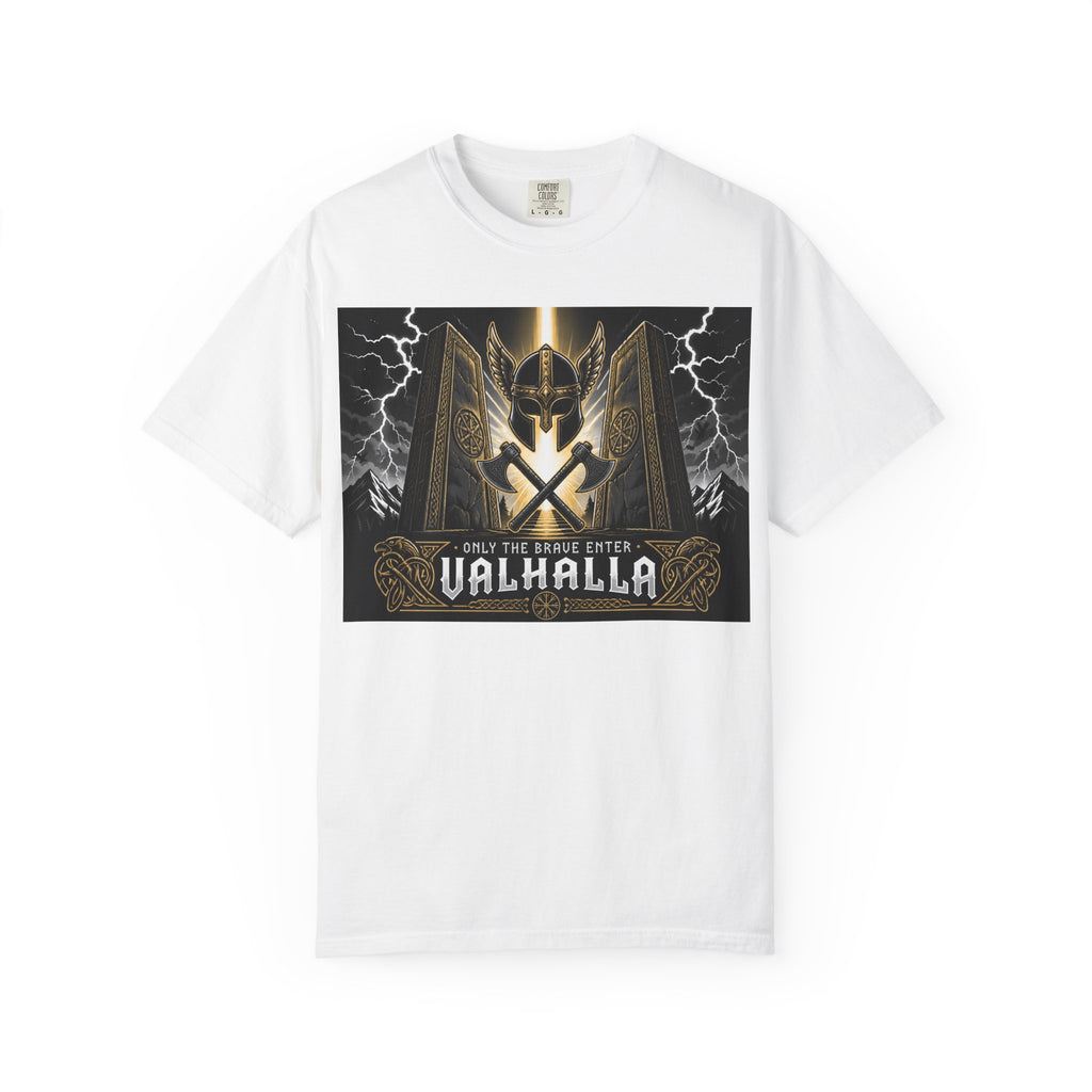 Valhalla Shield T-Shirt — Viking Warrior Norse Mythology Tee