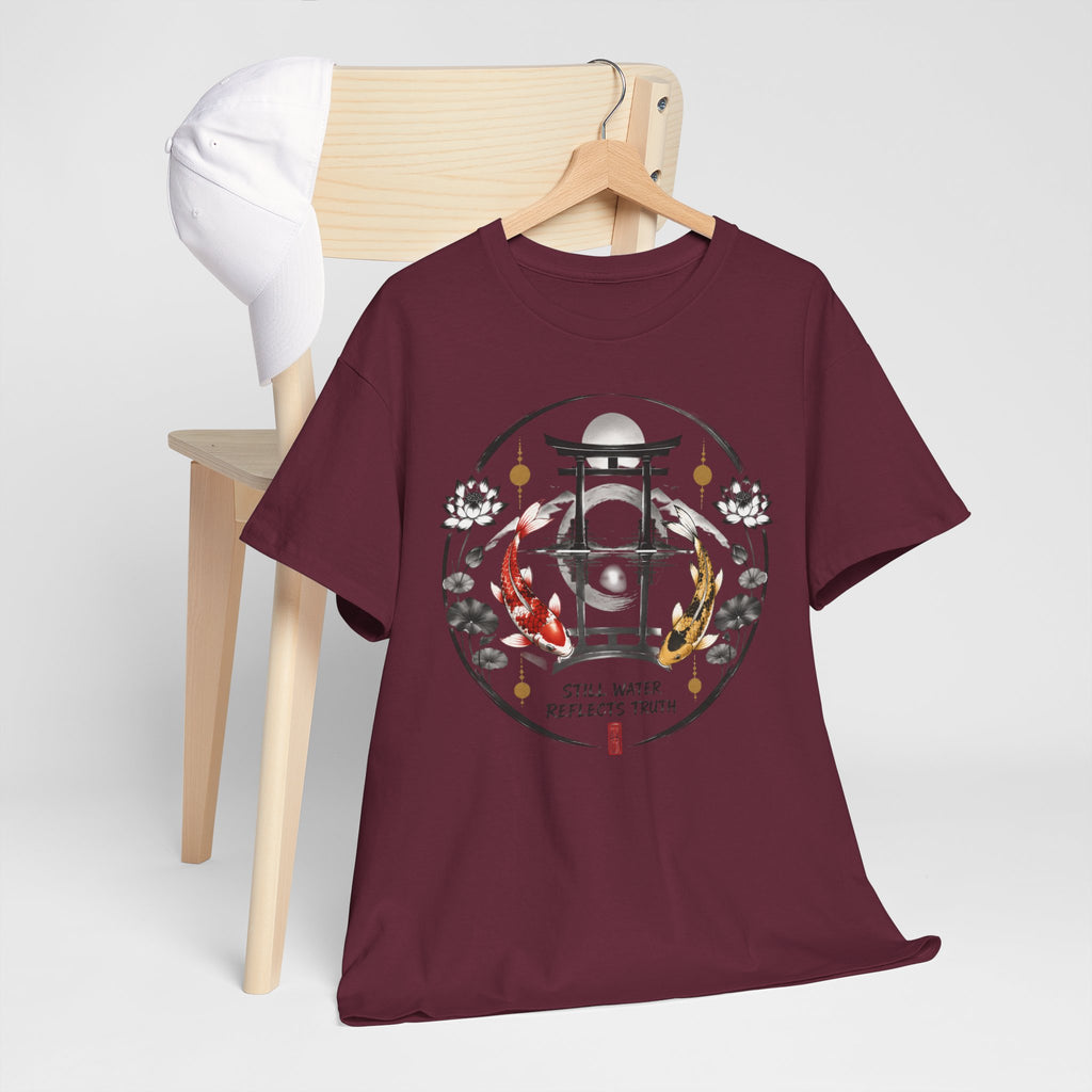 Koi Pond Tee — 'Still Water Reflects Truth' Japanese Torii Graphic T-Shirt