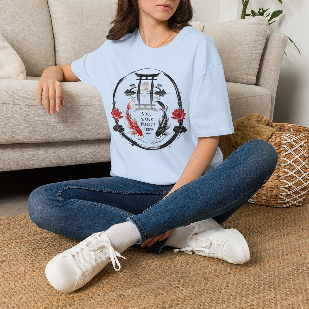 Zen Koi Torii T‑Shirt — "Still Water" Japanese Garden Graphic