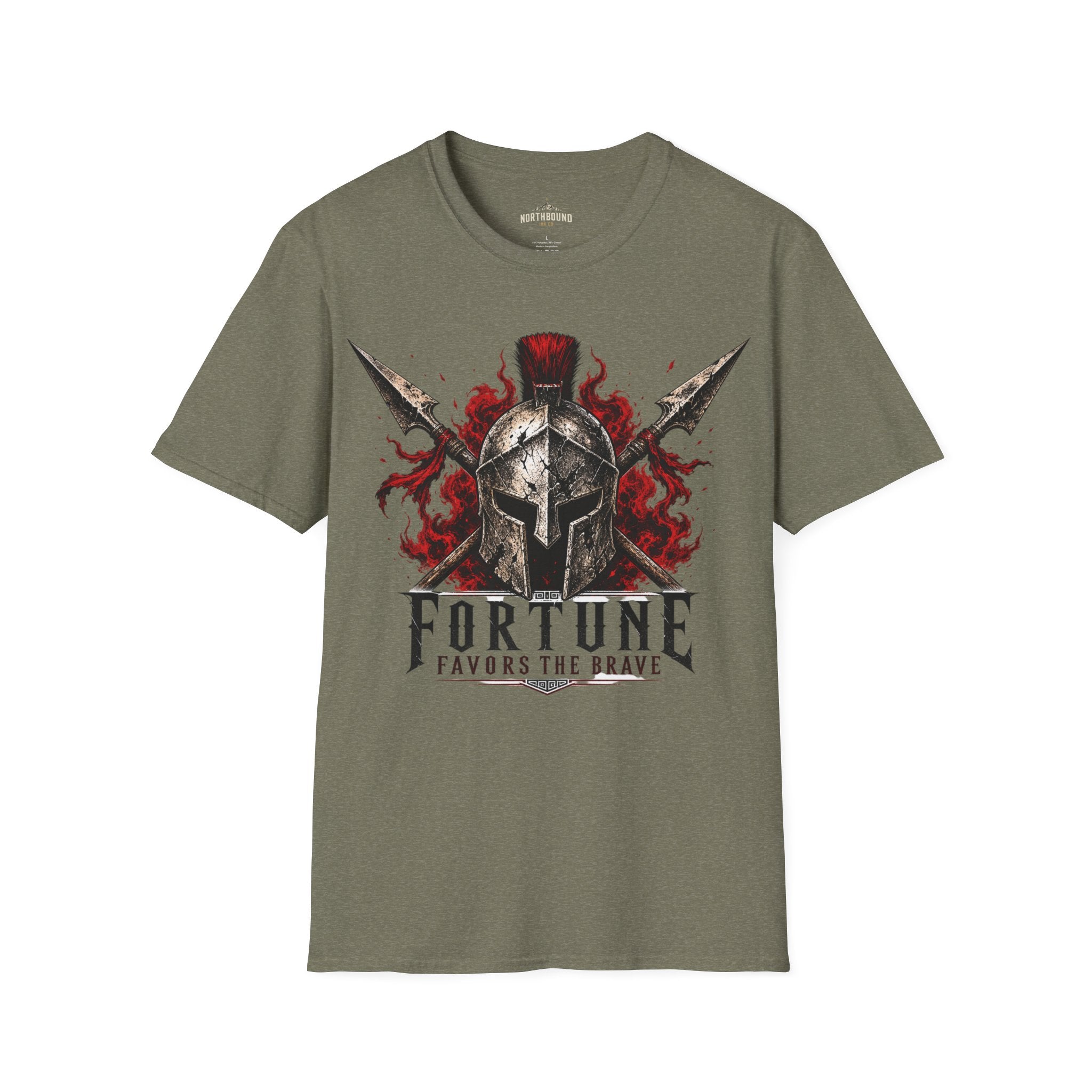 Warrior Helmet T-Shirt — "Fortune Favors the Brave" Spartan Helmet Graphic Tee