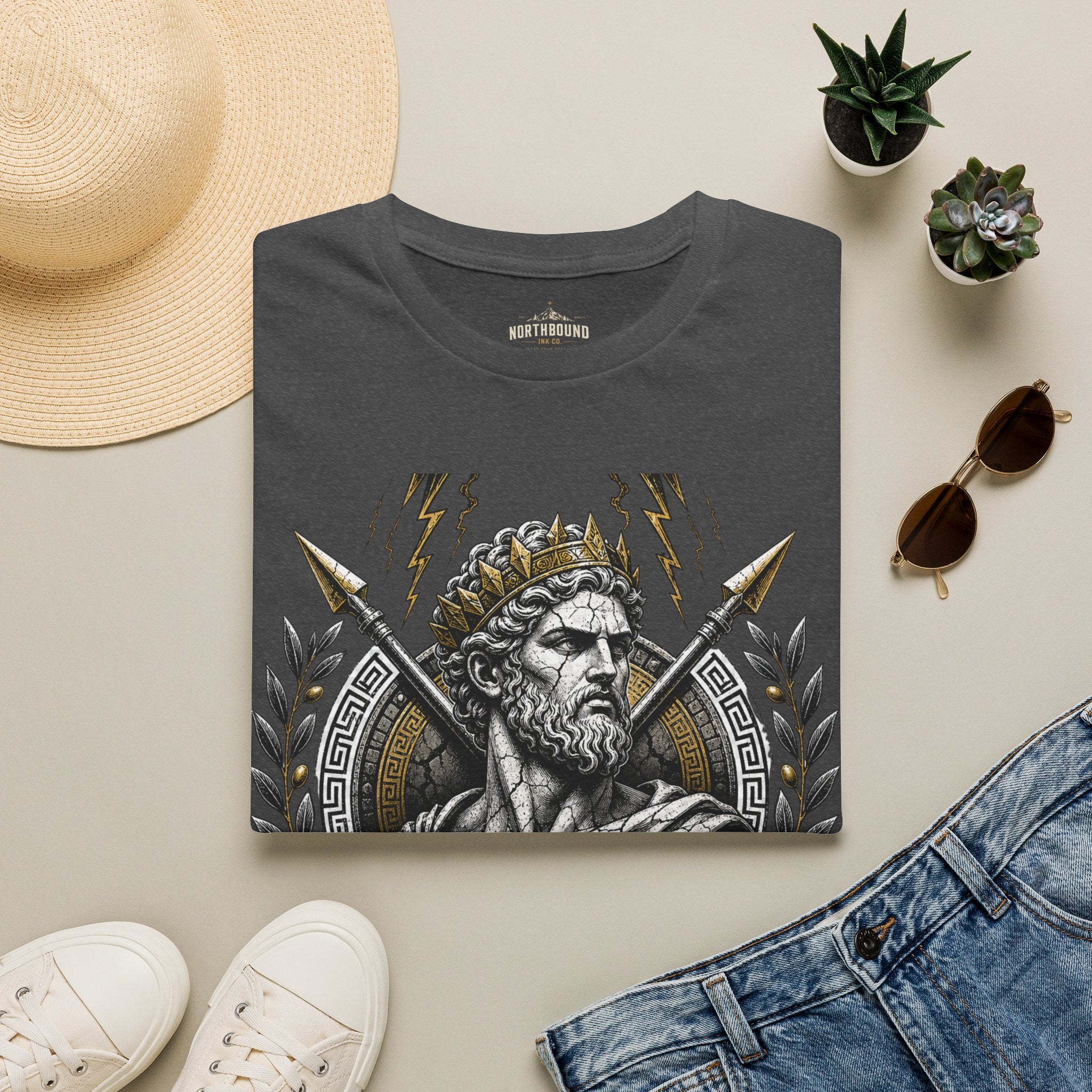Zeus Lightning T-Shirt — 'Fortune Favors the Bold' Greek God Graphic Tee