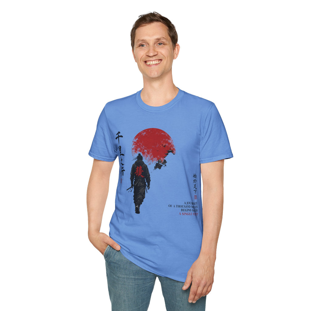 Samurai Walk T-Shirt — Red Sun Japanese Warrior Graphic