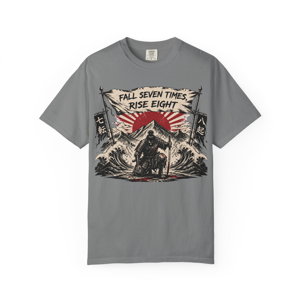 T-Shirt — "Fall Seven Times, Rise Eight" Samurai Graphic Tee