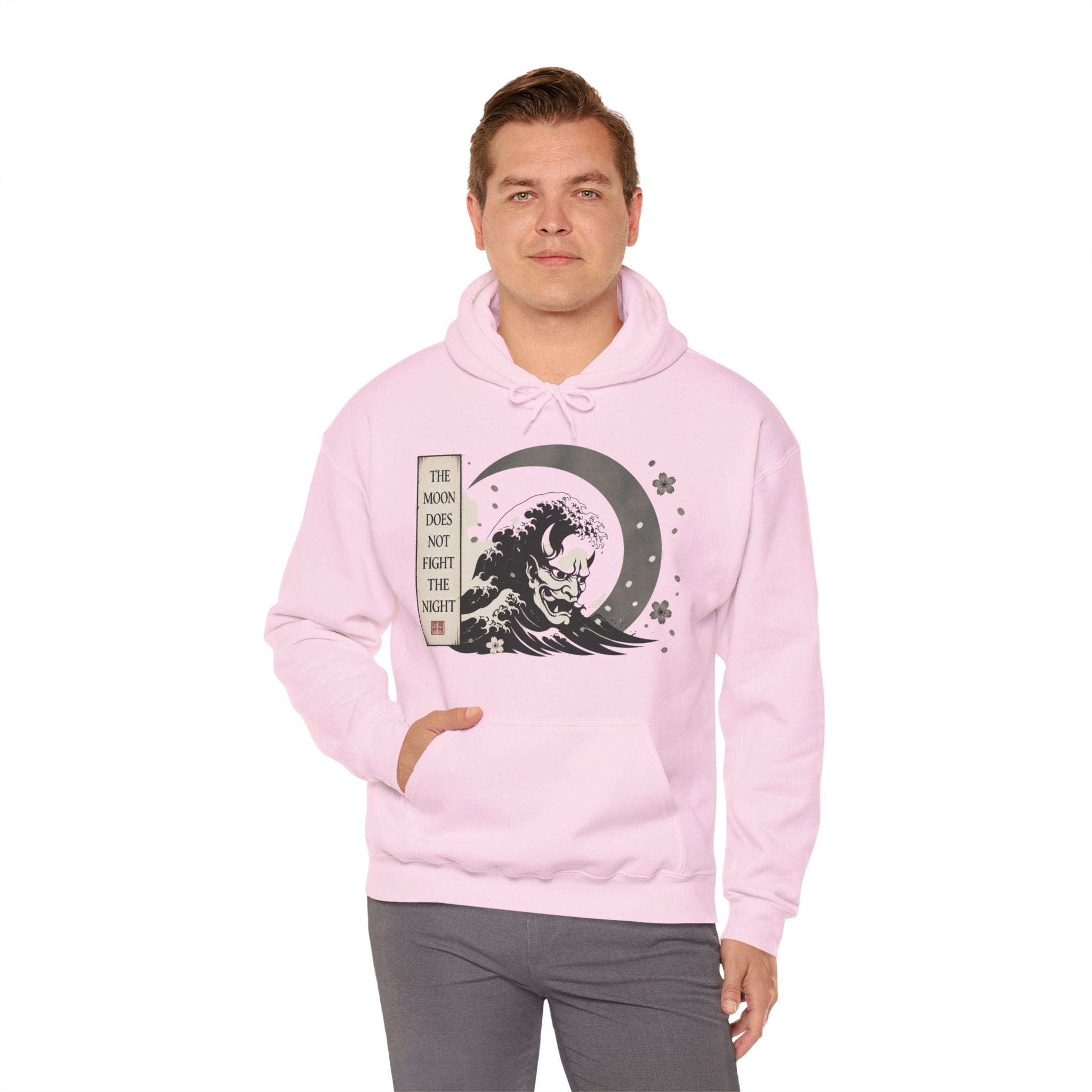 Moon Tide Wave Hoodie — "The Moon Does Not Fright the Night" Japanese Wave Graphic