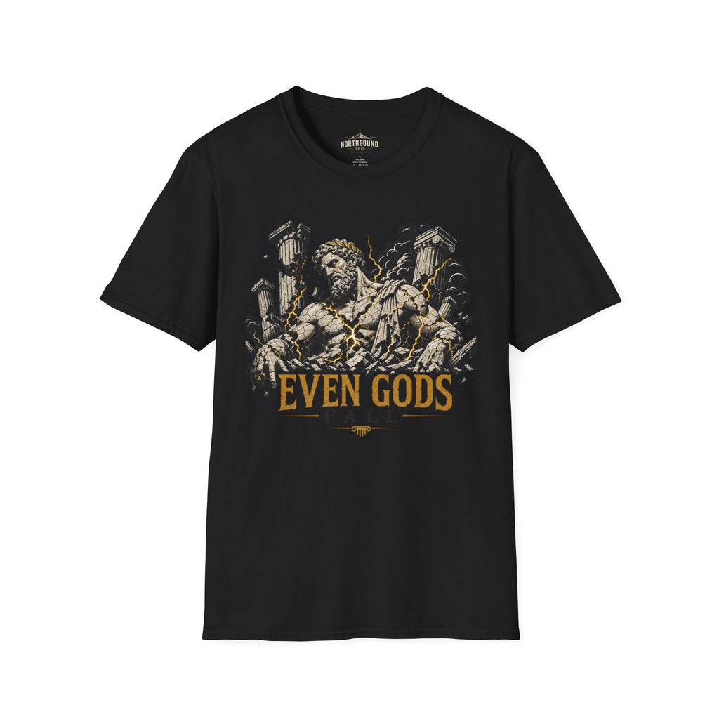 Graphic Tee — "Even Gods Fall" Statue Collapse T-Shirt
