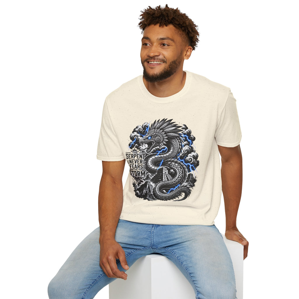 Aztec Serpent T-Shirt — “The Serpent Never Fears the Storm” Graphic Tee