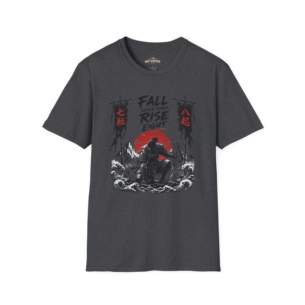 T-Shirt — “Fall Seven Times, Rise Eight” Samurai Graphic Tee