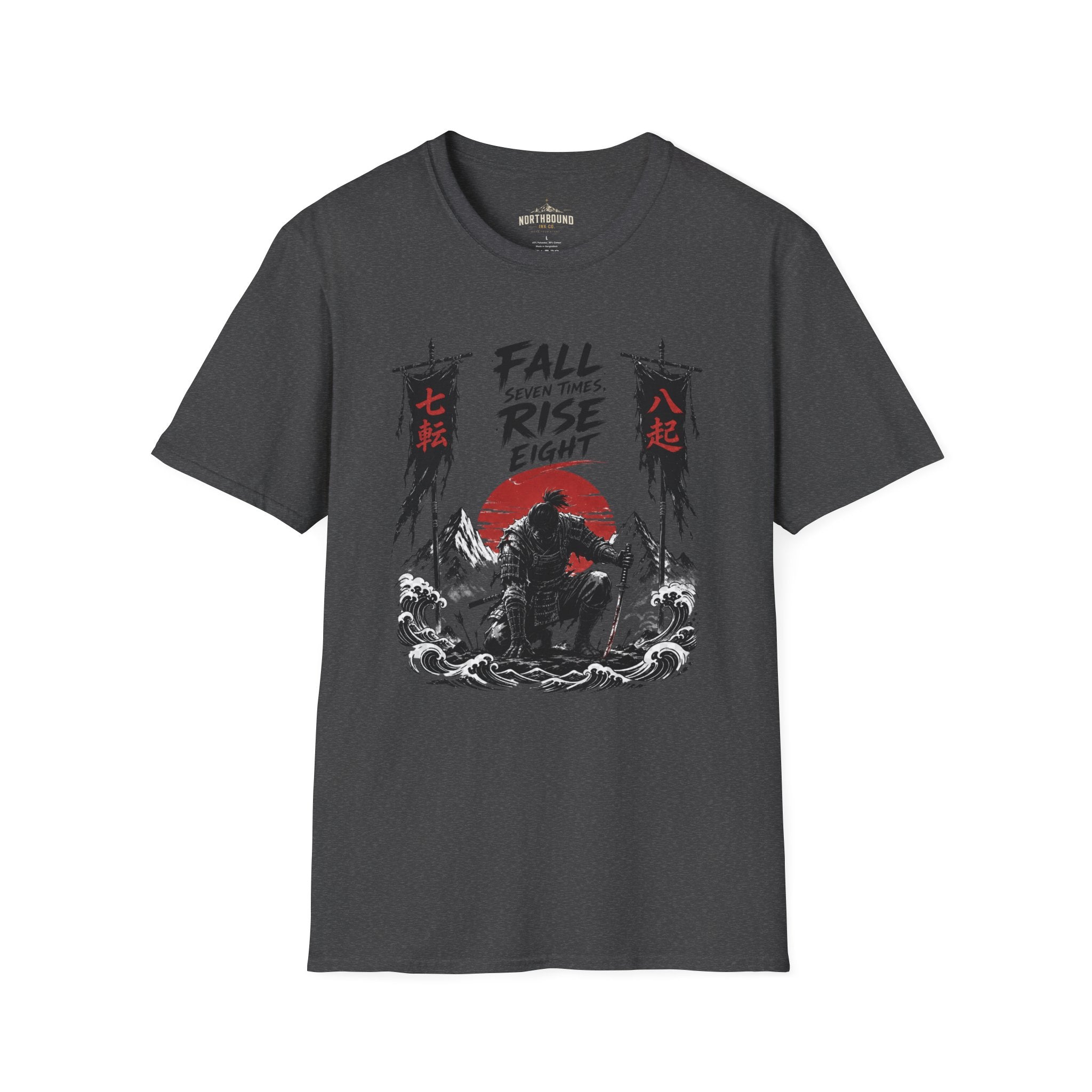 T-Shirt — “Fall Seven Times, Rise Eight” Samurai Graphic Tee