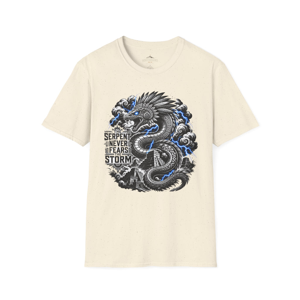 Aztec Serpent T-Shirt — “The Serpent Never Fears the Storm” Graphic Tee