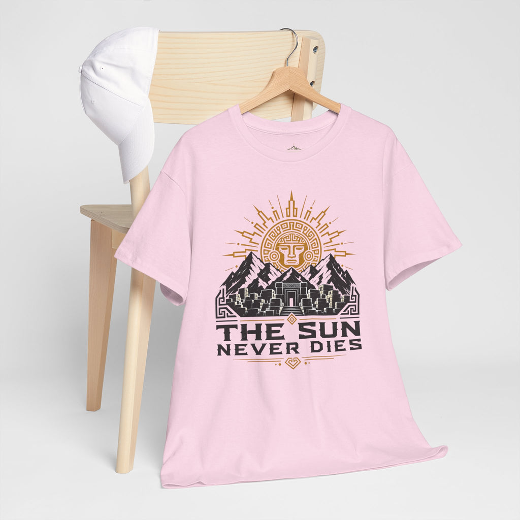 Sun Never Dies T-Shirt — Retro Mountain Adventure Tee