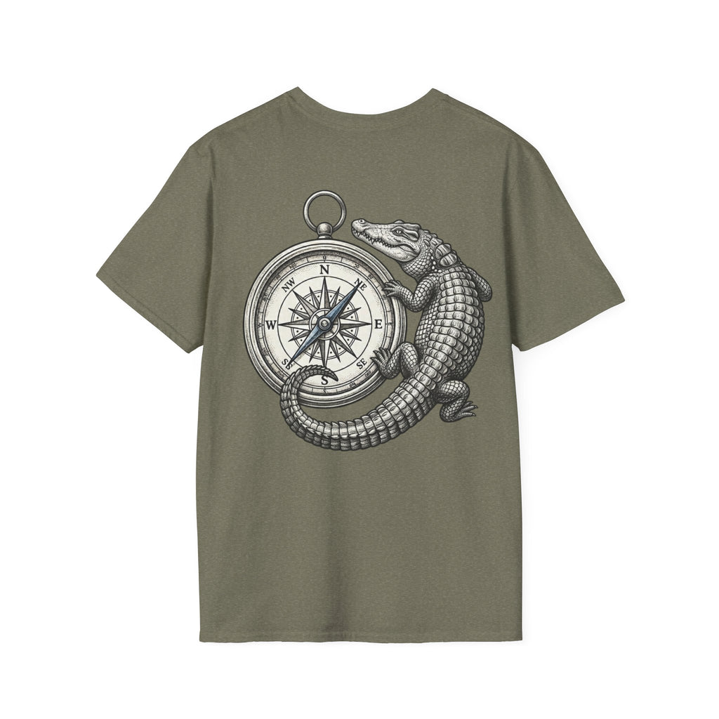 Crocodile & Compass T‑Shirt — Nautical Adventure Graphic Tee
