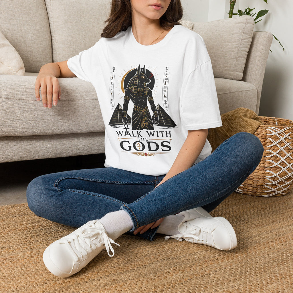 Anubis 'Walk With Gods' T-Shirt — Egyptian Mythology Graphic Tee