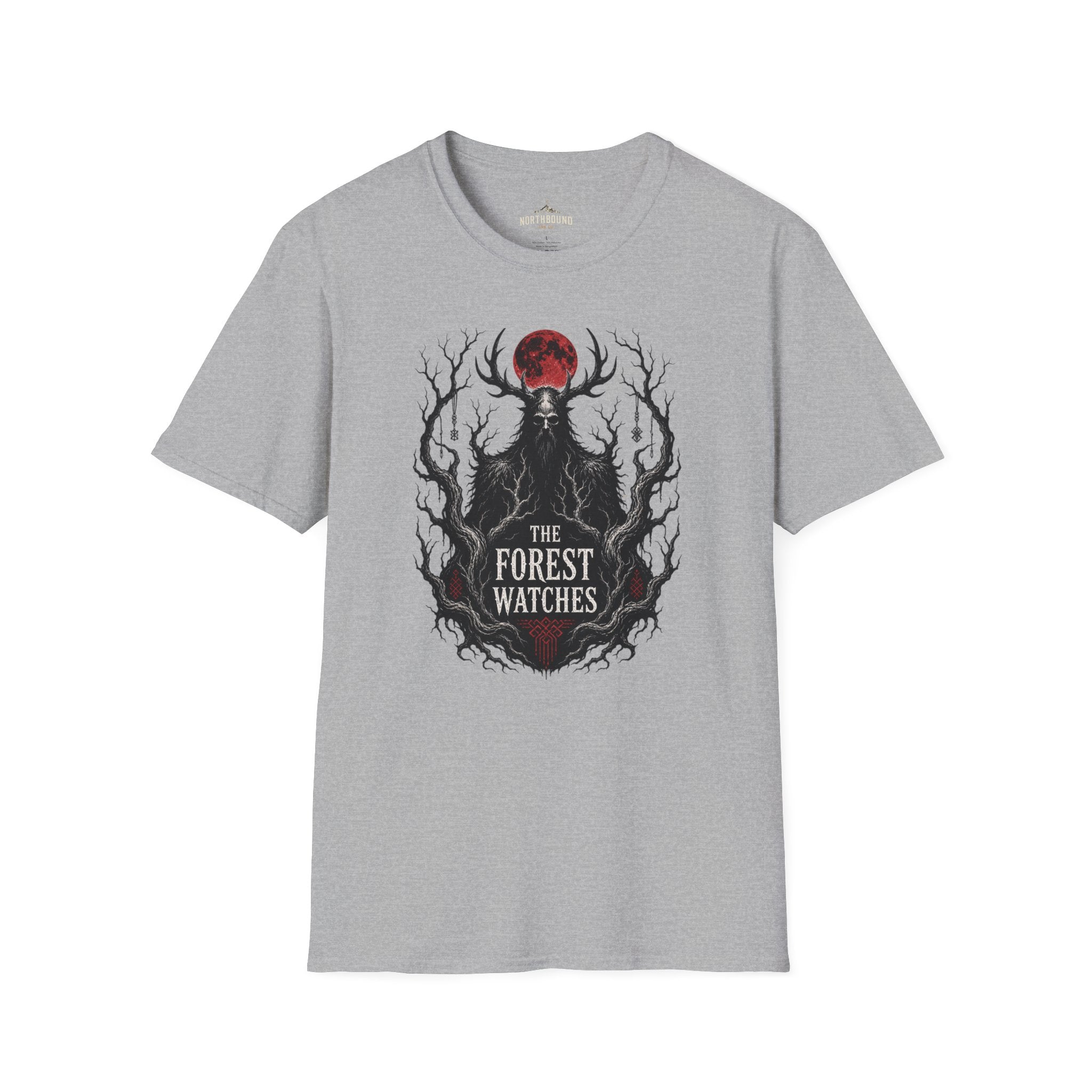 Forest Watcher T-Shirt — 'The Forest Watches' Red Moon Deer Spirit Tee