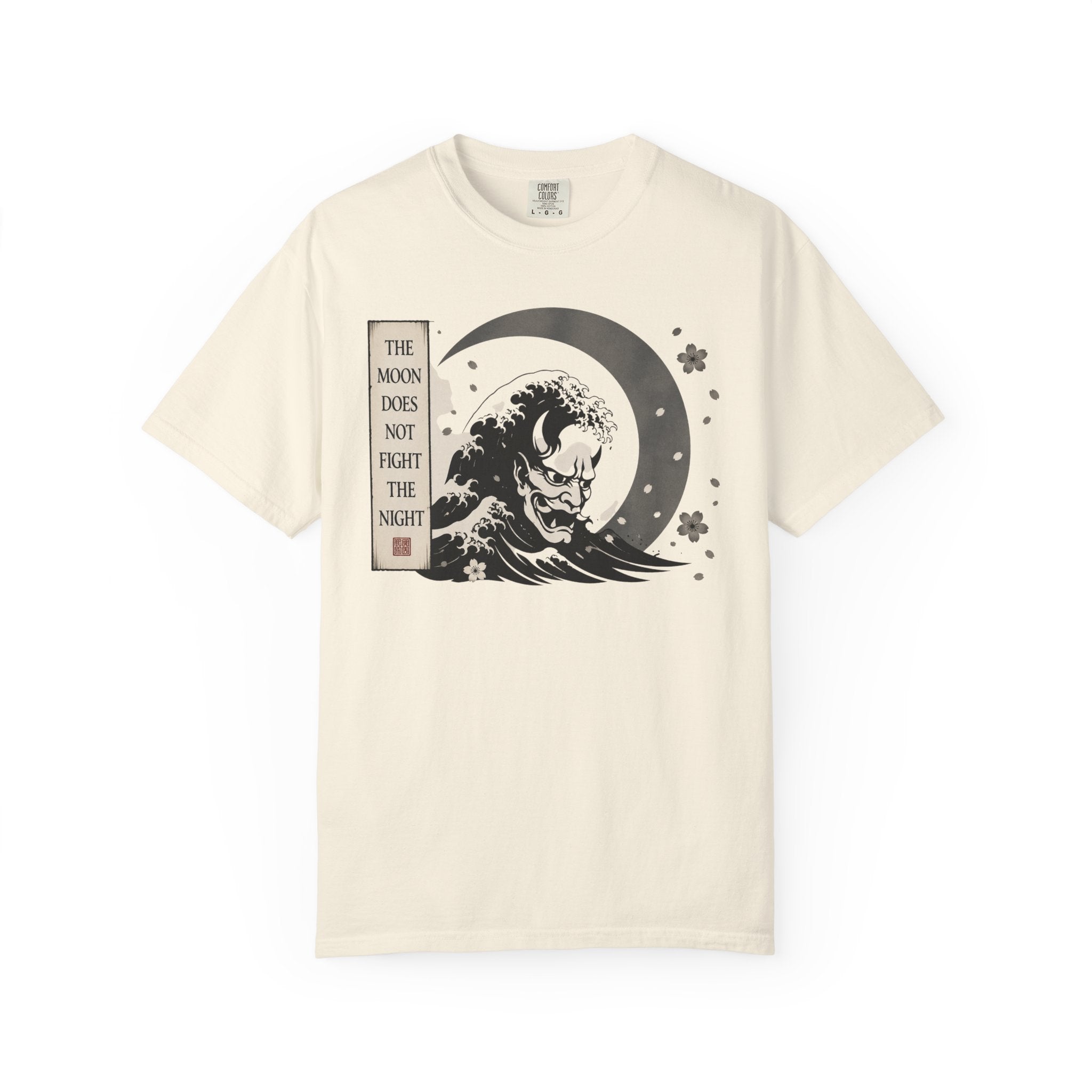 Moon Does Not Frighten the Night T-Shirt — Japanese Wave & Oni Moon Graphic Tee