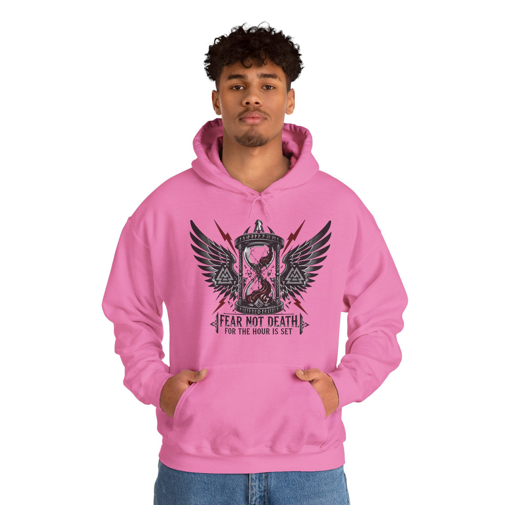 Fear Not Death Hourglass Wings Hoodie — Gothic Inspirational Pullover