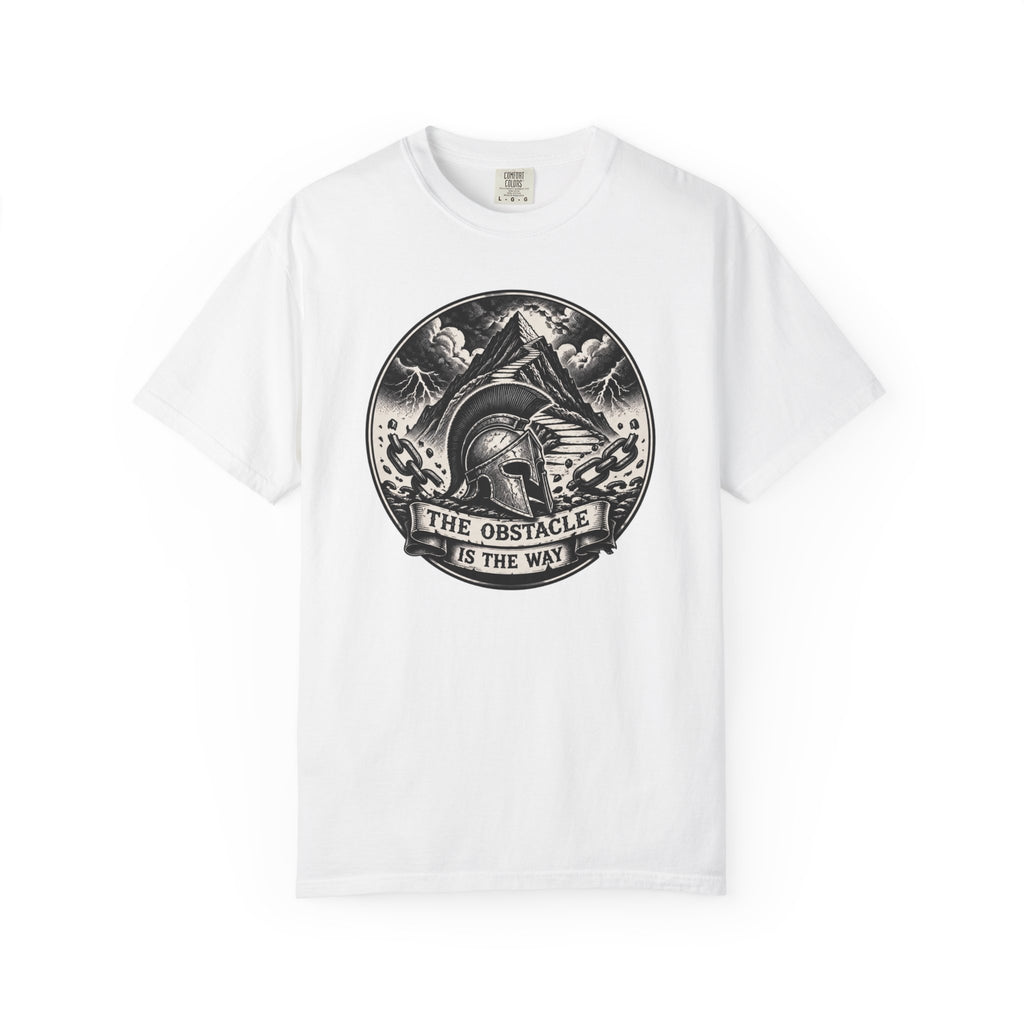 Spartan Helmet T‑Shirt — "The Obstacle Is The Way" Motivational Tee