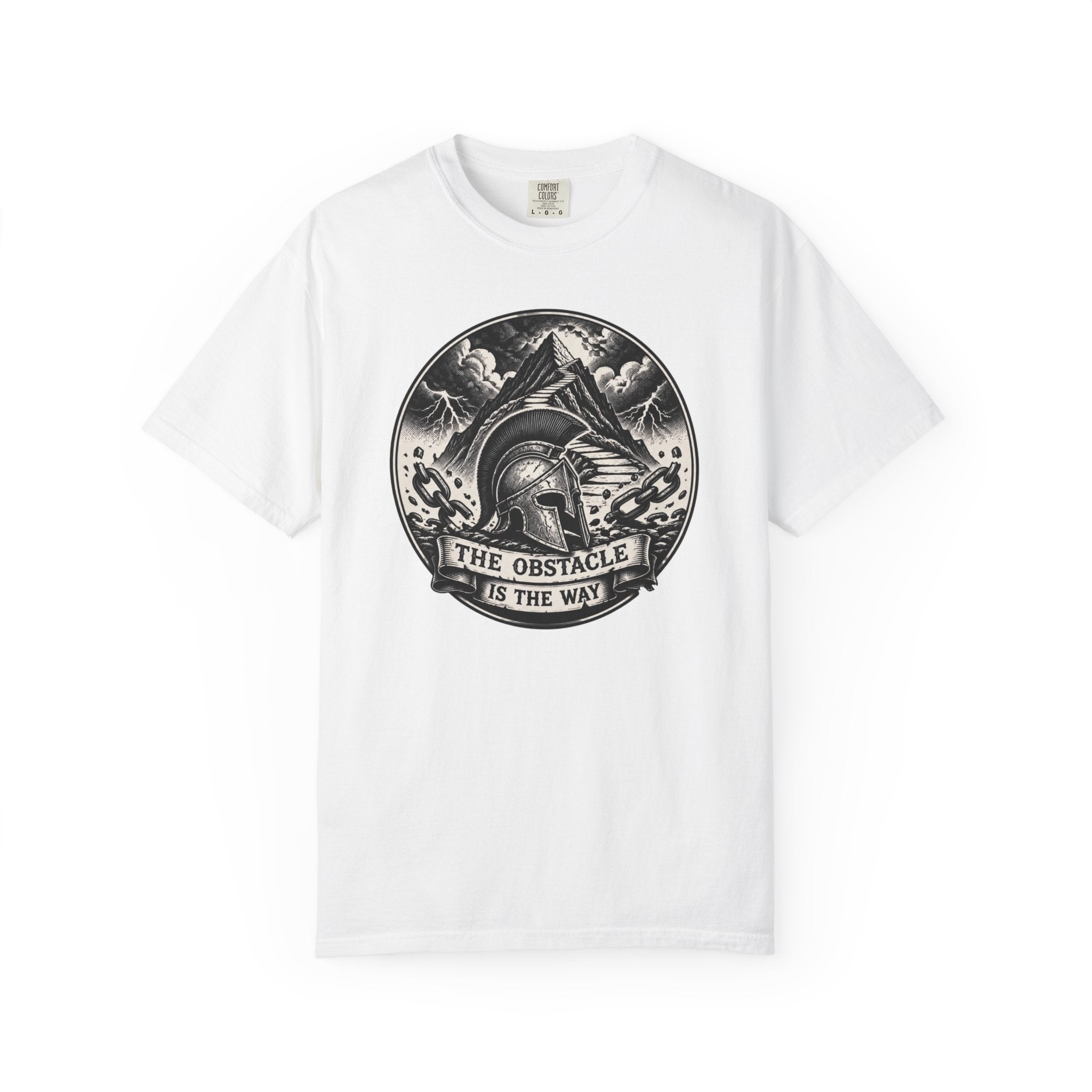 Spartan Helmet T‑Shirt — "The Obstacle Is The Way" Motivational Tee