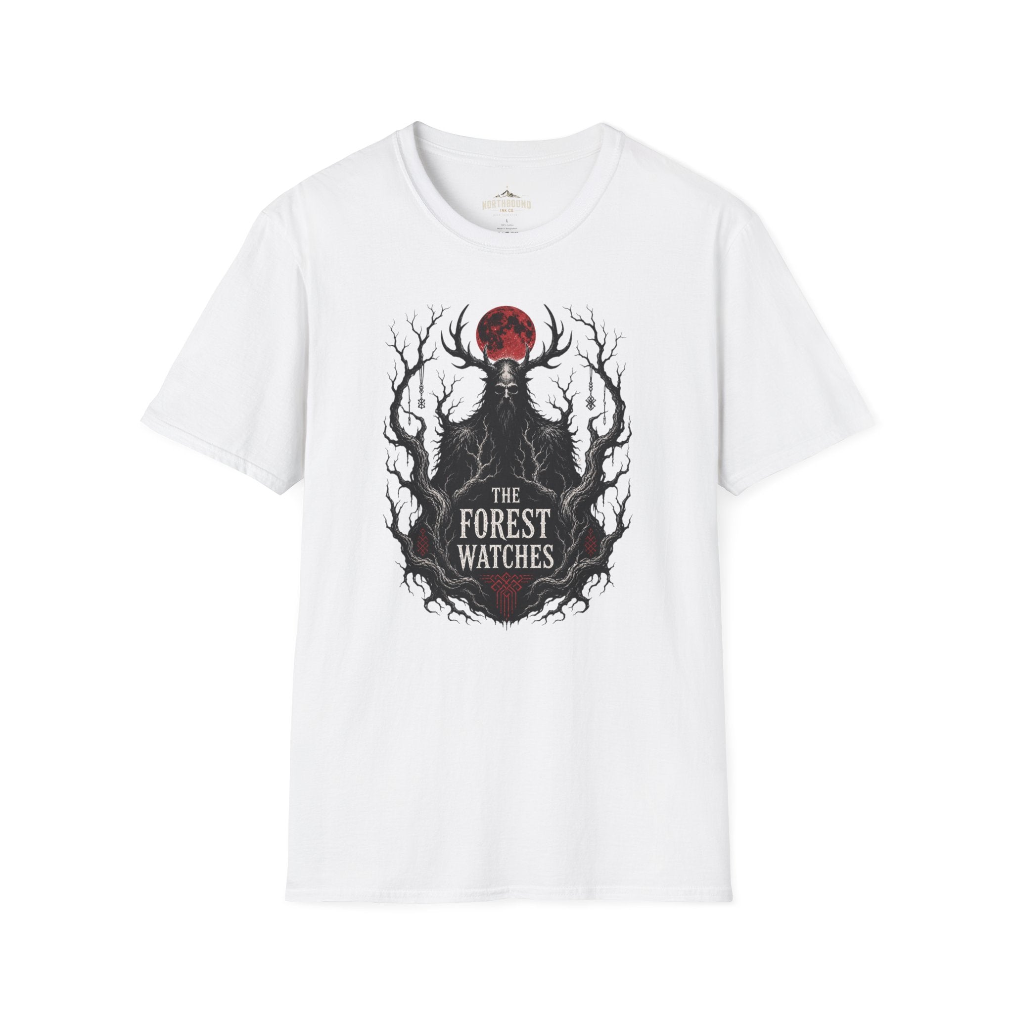 Forest Watcher T-Shirt — 'The Forest Watches' Red Moon Deer Spirit Tee
