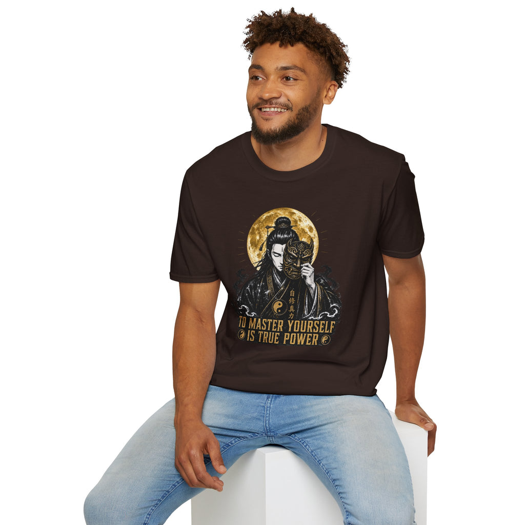 Samurai Mask T-Shirt – "To Master Yourself Is True Power" Graphic Tee