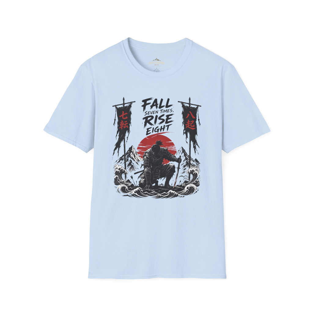 T-Shirt — “Fall Seven Times, Rise Eight” Samurai Graphic Tee