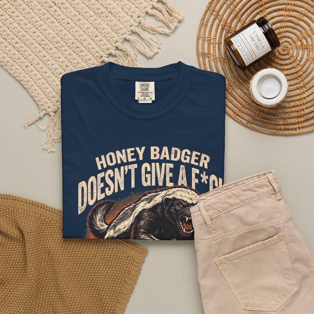 Skunk Graphic T-Shirt — 'Honey Badger Doesn't Give a F—' Retro Vintage Tee