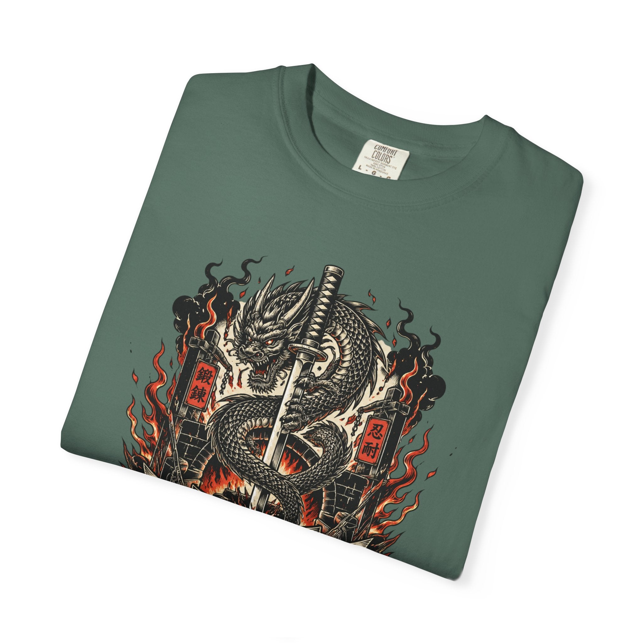 Sword & Flame Graphic T-Shirt — "A Sword Is Polished By Fire"