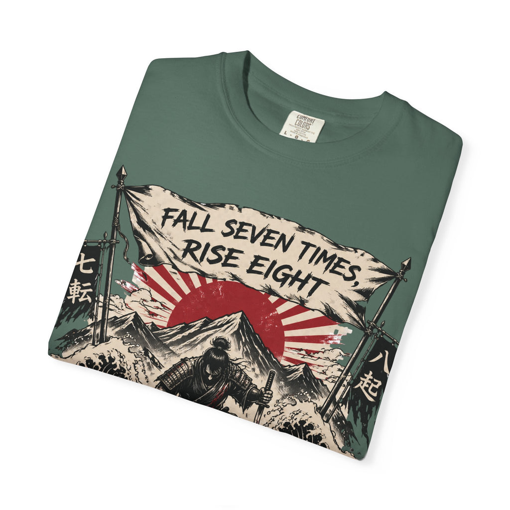 T-Shirt — "Fall Seven Times, Rise Eight" Samurai Graphic Tee