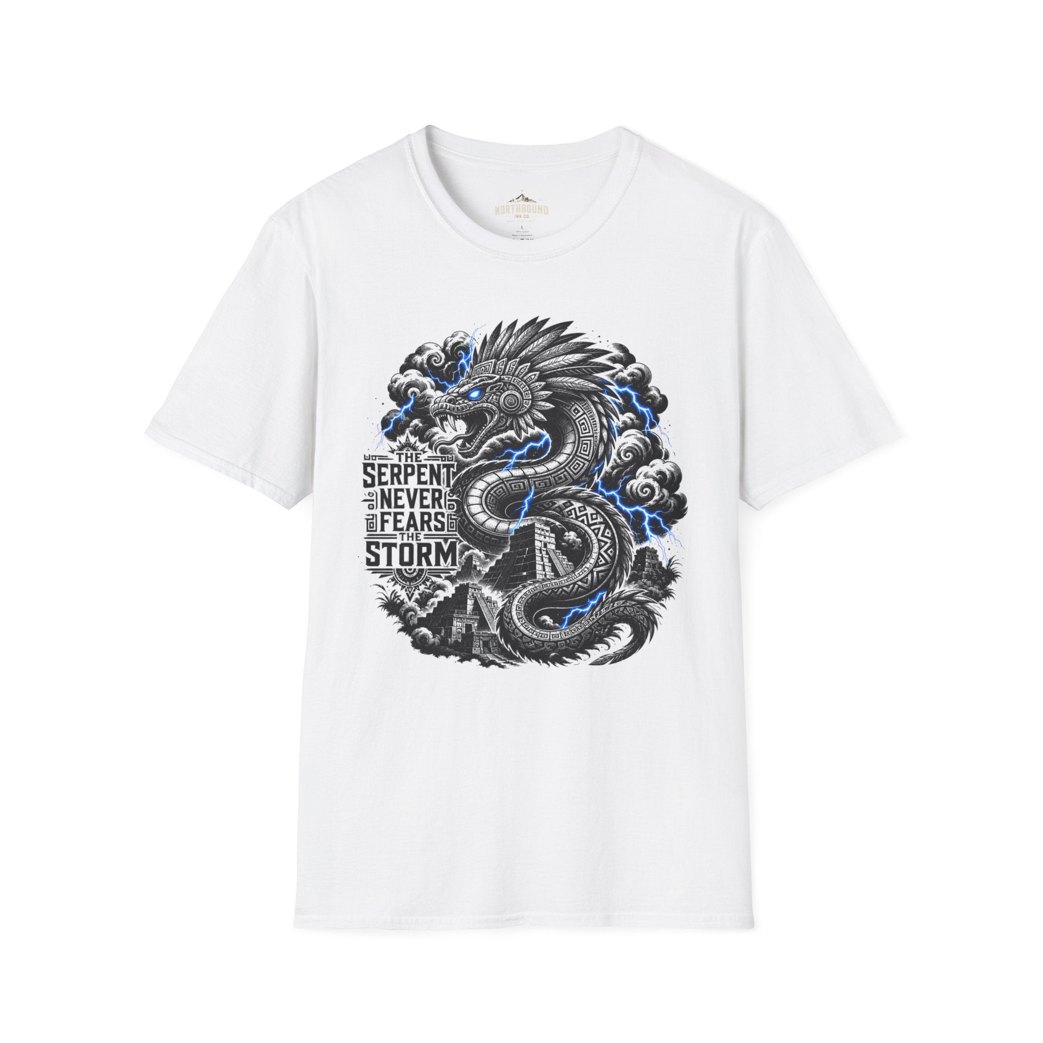 Aztec Serpent T-Shirt — “The Serpent Never Fears the Storm” Graphic Tee