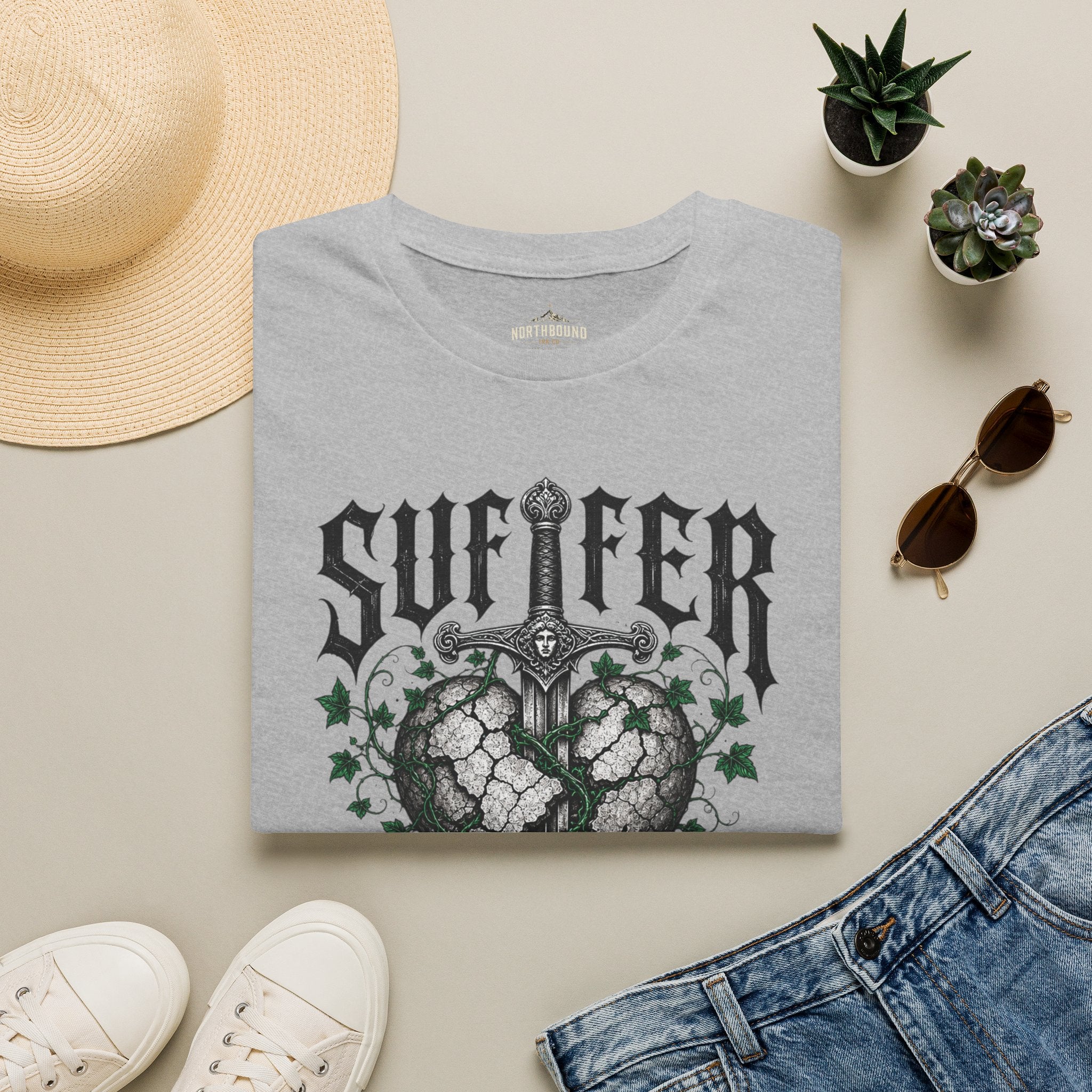 Suffer Well T-Shirt — Gothic Heart Sword Graphic Tee