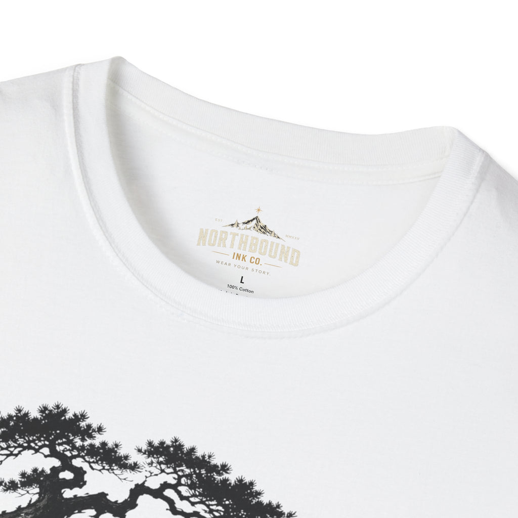 Meditation Zen T-Shirt — 'Silence Is Great Strength' Minimal Bonsai Buddha Tee