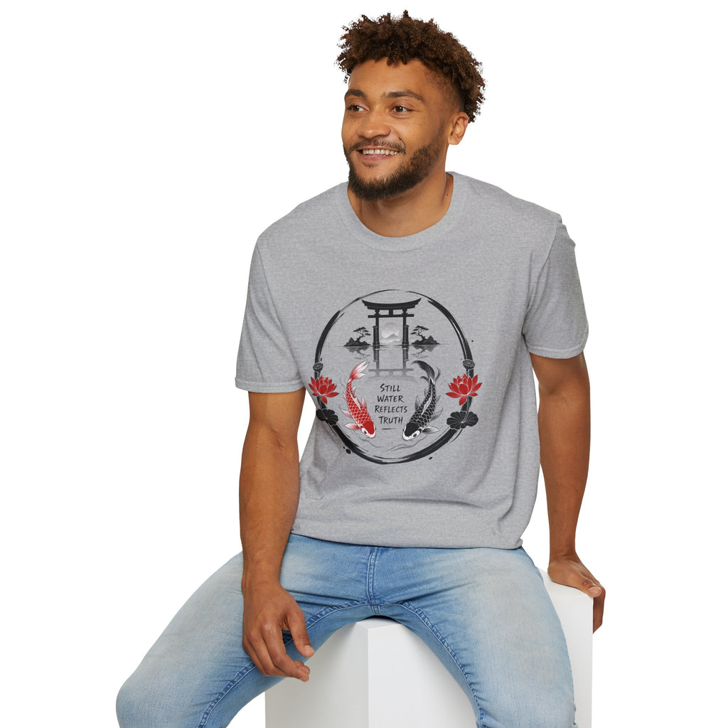 Zen Koi Torii T‑Shirt — "Still Water" Japanese Garden Graphic