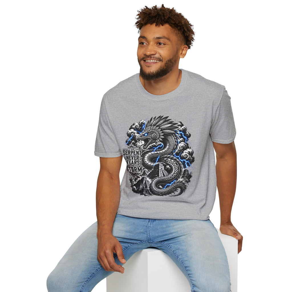Aztec Serpent T-Shirt — “The Serpent Never Fears the Storm” Graphic Tee