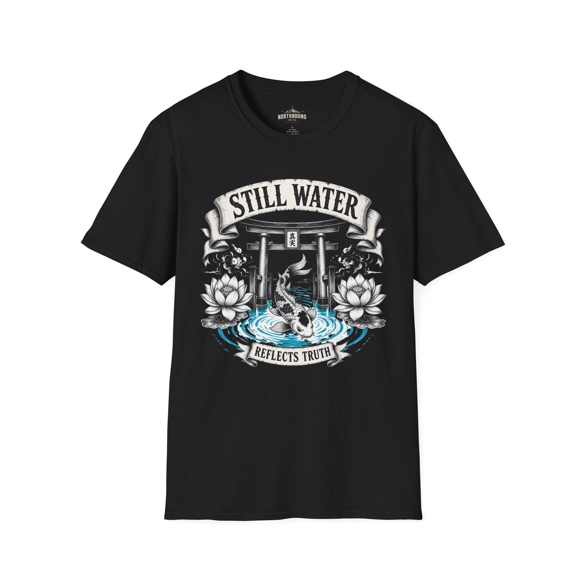 Still Water T-Shirt — Tranquil Koi & Torii Graphic Tee