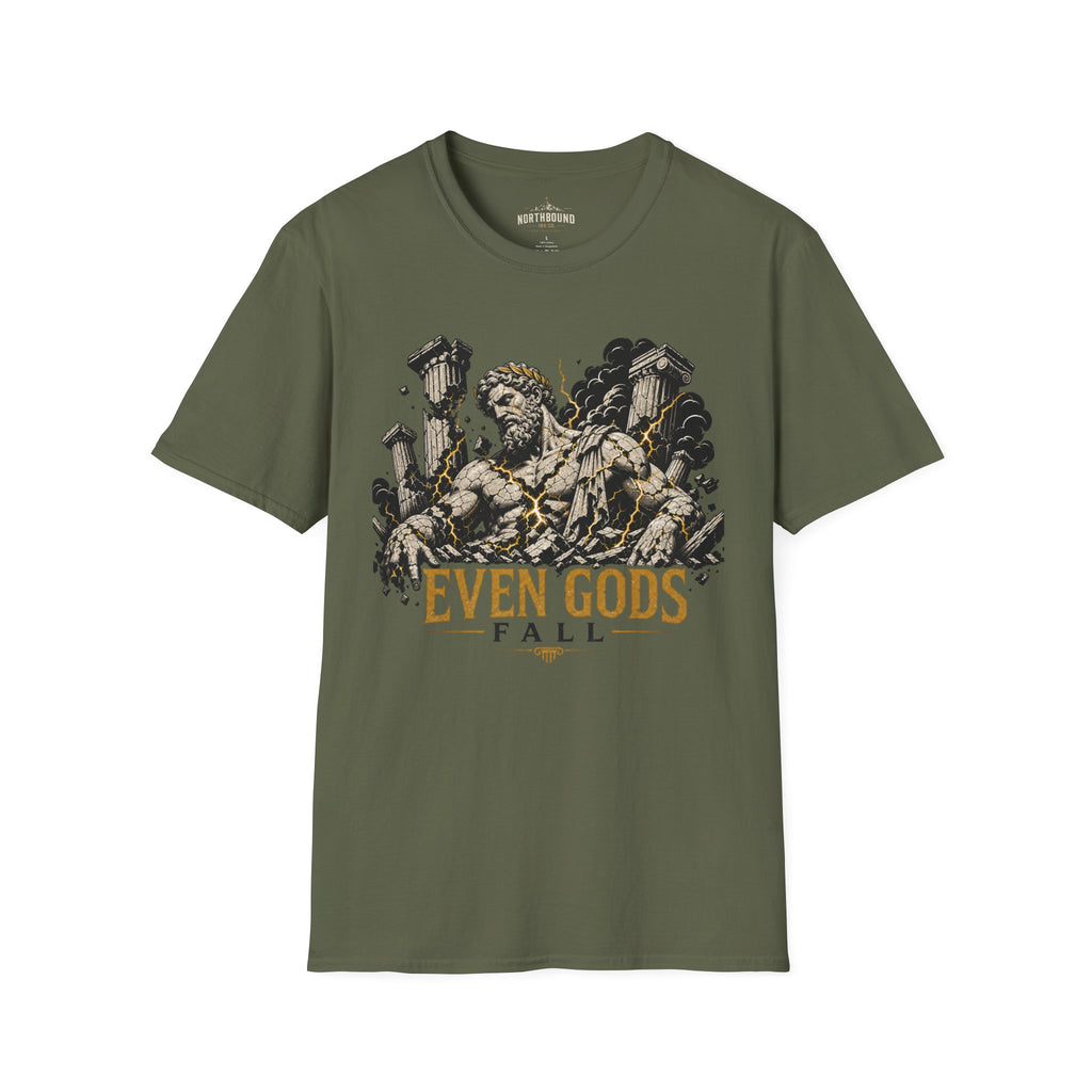 Graphic Tee — "Even Gods Fall" Statue Collapse T-Shirt